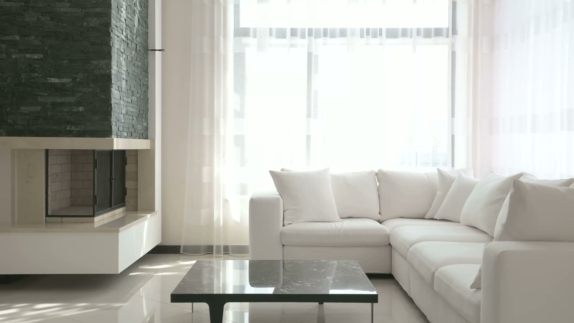 A sunlit contemporary living room